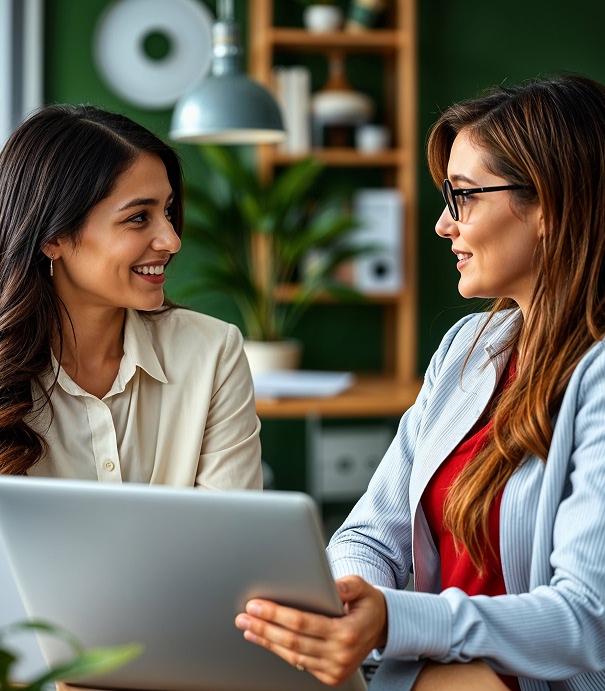 Two JDK Web Solutions developers reviewing work together